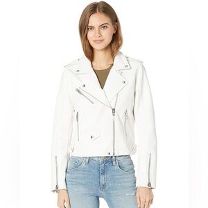 New without tag Levi's Cream Leather Moto Jacket with Belted Waist